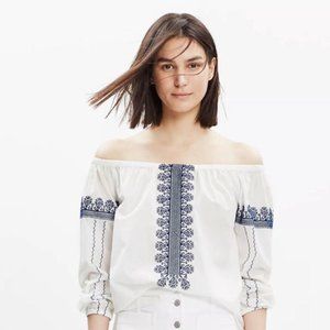 EUC Madewell Embroidered, Off-the-Shoulder Top
